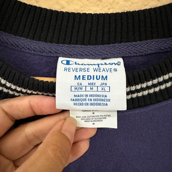 NWT Champion Reverse Weave Mens Pullover Sweater Medium Purple Sporty Streetwear - Picture 4 of 10